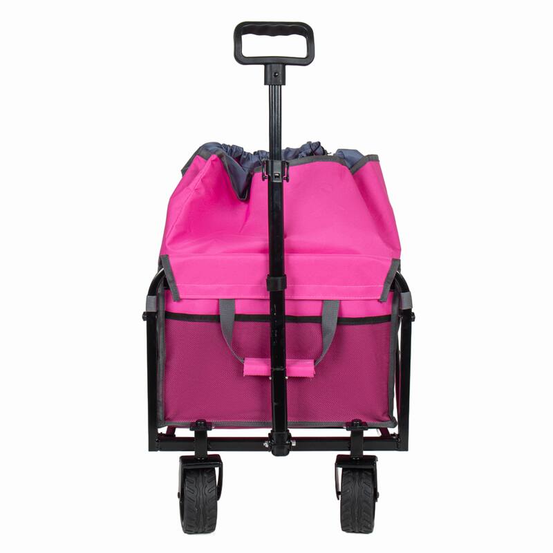 Upgraded 5*2"Wide Wheels-Expandable Dual-Layer Utility Wagon with 100% Extra Space, 220lbs Capacity Grocery Cart for Camping