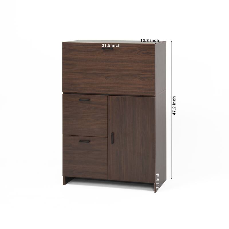 Anmytek Fold-Up Desk Cabinet Storage Organizer for Small Spaces Home Office Kitchen Dorm, 31.49W x 13.78D x 47.2H