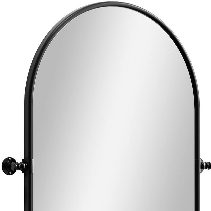 HomeRoots 32" Black Arch Metal Swivel Framed Accent Mirror - 23.00 in. x 32.00 in. x 1.56 in.