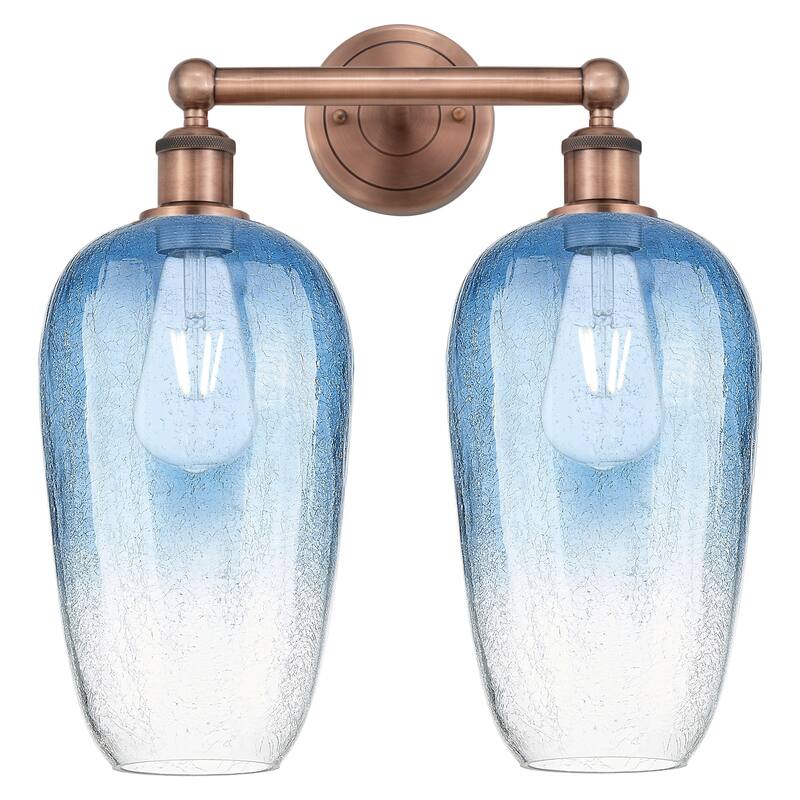 Innovations Lighting 616-2W-18-16 Brookhaven Flute Vanity Brookhaven - Antique Copper / Sapphire Blue