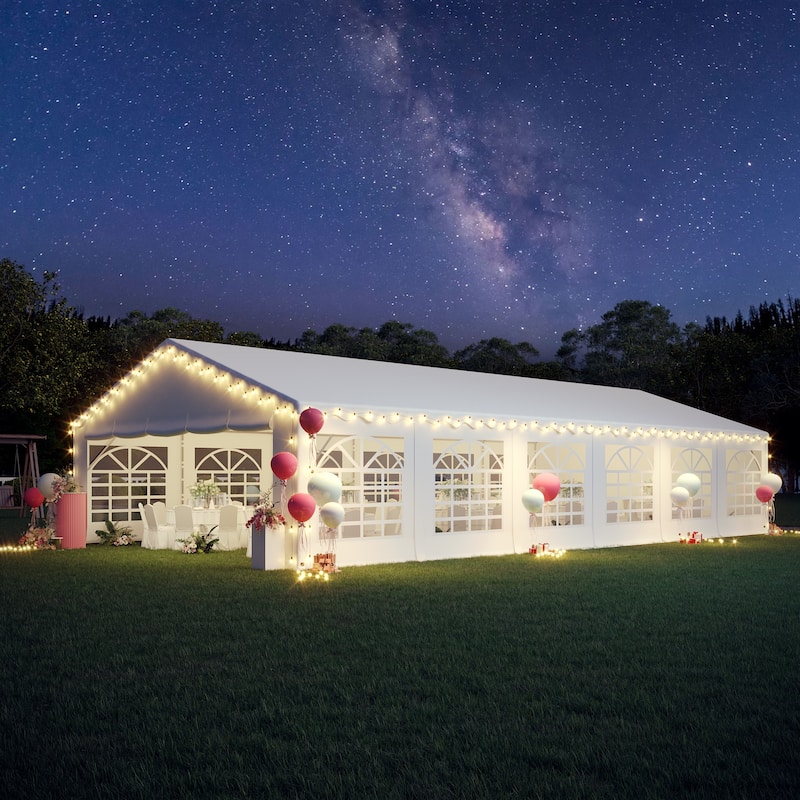 EROMMY 20x40 White Party Shelter Pavilion Tent with Adjustable Sidewalls for Outdoor Use