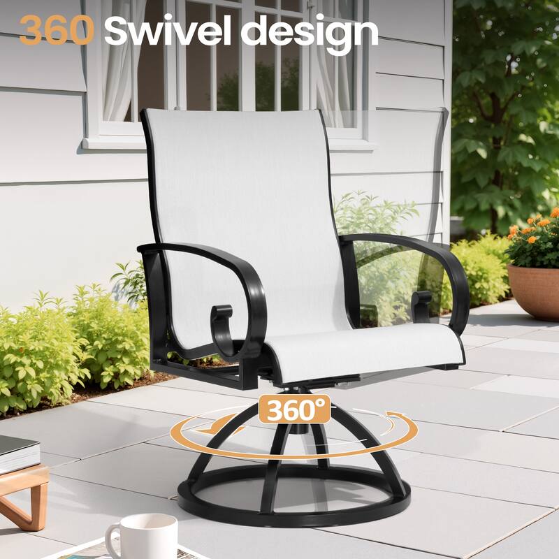 7PC Outdoor Patio Aluminum Dining Set Table with Sunbrella Swivel Dining Chairs Umbrella Hole