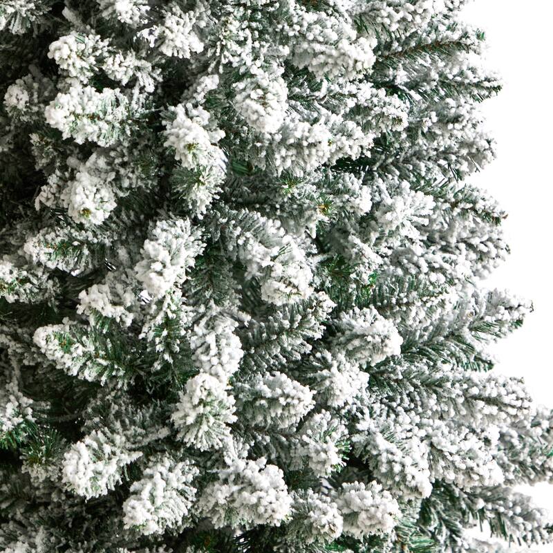 5' Flocked Slim Montreal Artificial Christmas Tree, Warm Clear LED - 5 Foot