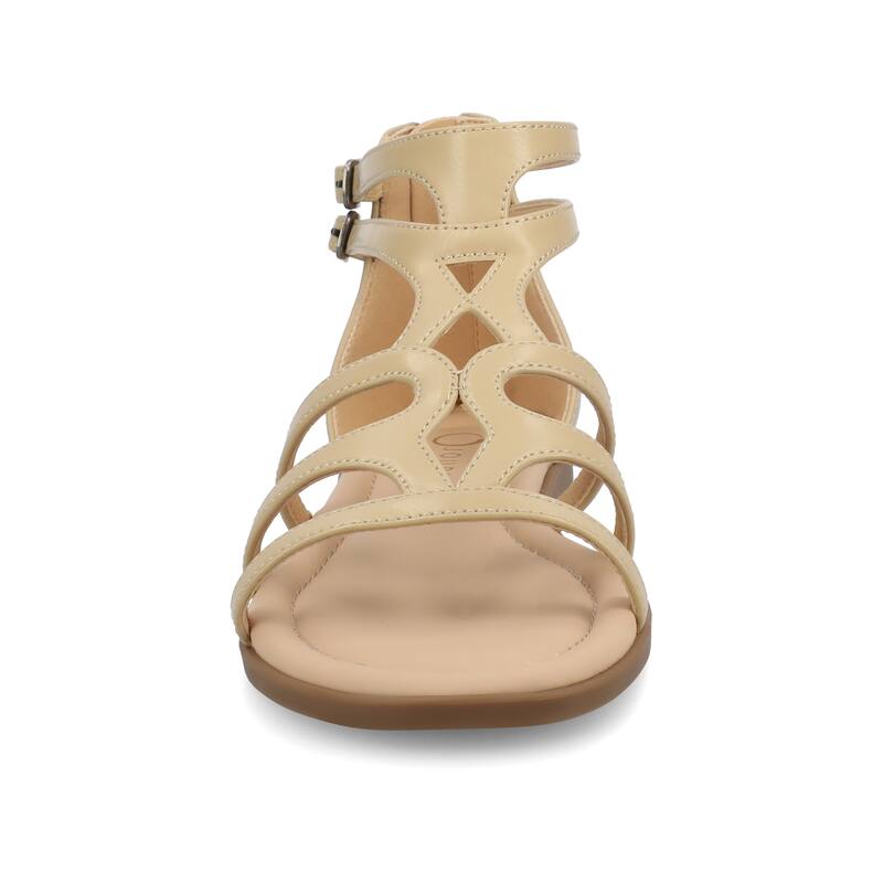 Journee Women's Genneva Medium and Wide Width Flat Sandals - Medium - Taupe - 8