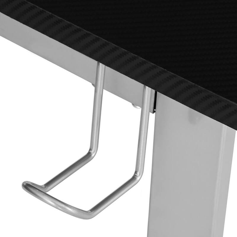 Techni Sport L-Shaped Gaming Desk with Dual Monitor Stands, Carbon Fiber Surface with Retractable Cup Holder, Black