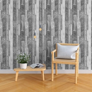 Grey Wood Peel and Stick Removable Wallpaper 7626 - Bed Bath & Beyond ...