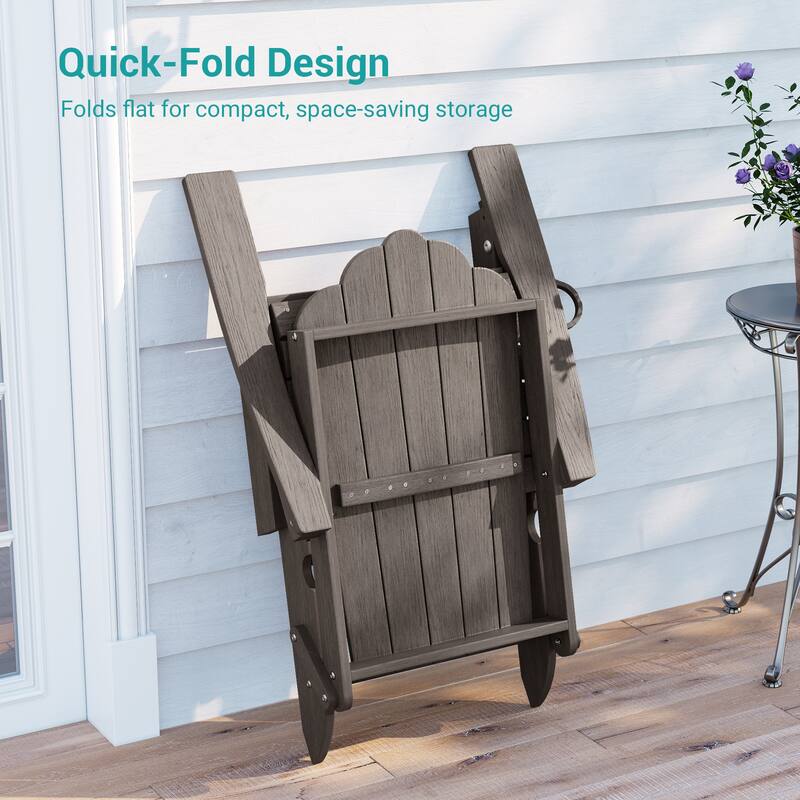 Folding HDPE Adirondack Chair with 3-Position Adjustable & Ottoman