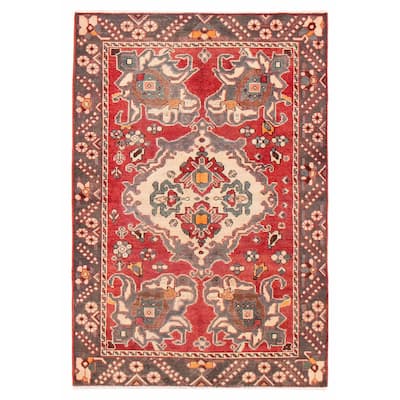 ECARPETGALLERY Hand-knotted Anadol Red Wool Rug - 4'1 x 6'2