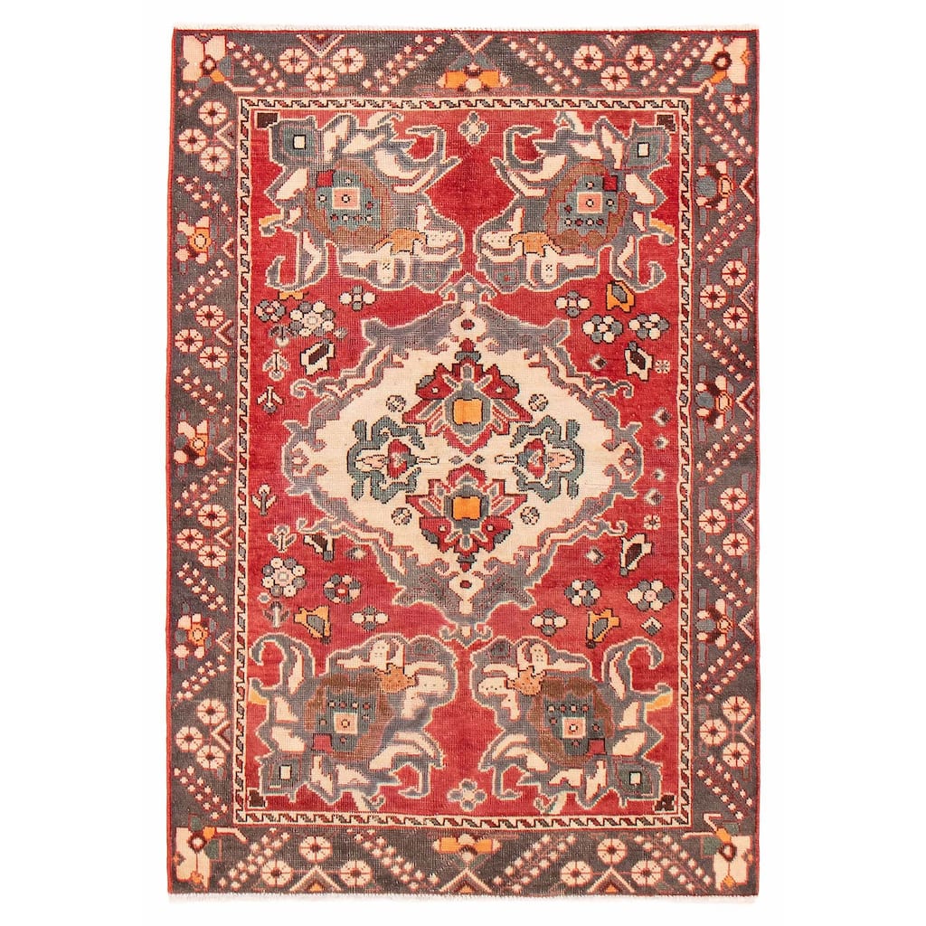 ECARPETGALLERY Hand-knotted Anadol Red Wool Rug - 4'1 x 6'2