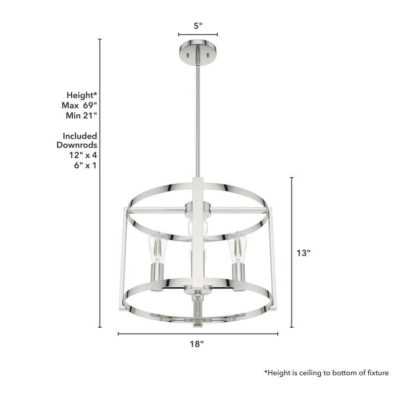 Hunter Astwood 18" 4-Light Chandelier, Caged, Kitchen Island, Dining Room, Entry - Transitional, Art-Deco, Contemporary