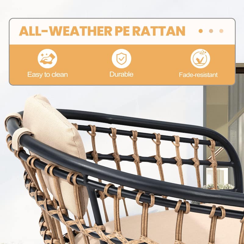 7/9-Piece Outdoor Patio Dining Set Aluminum Dining Table with Umbrella Hole and PE Rattan Chairs