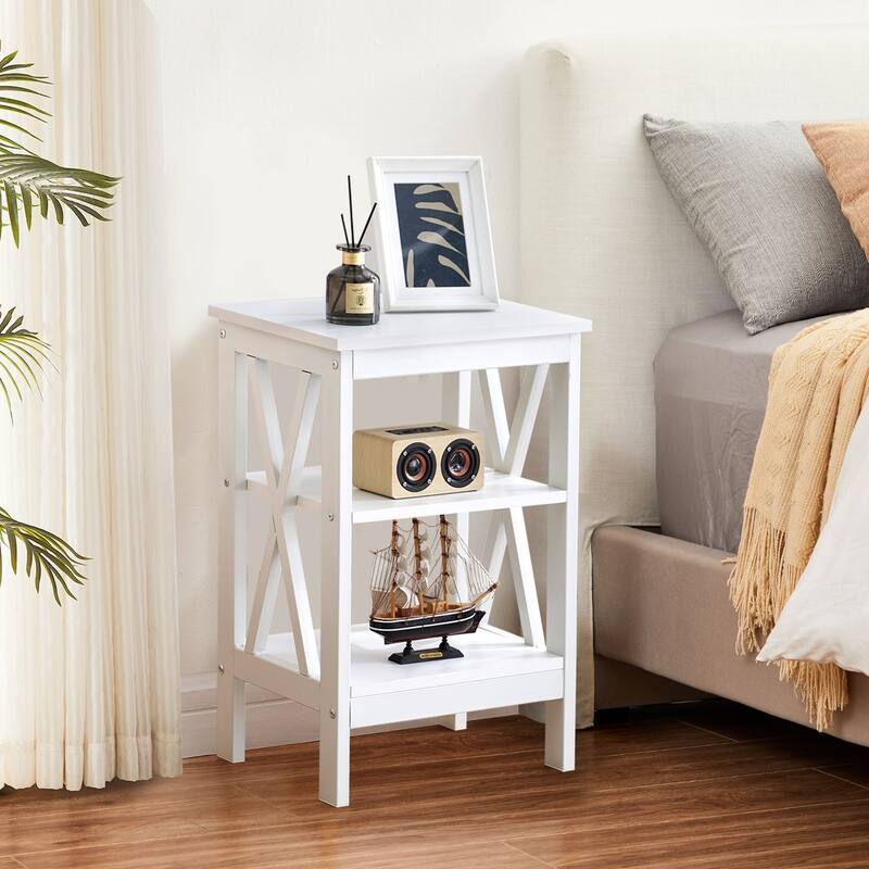 VECELO Modern Nightstand with 3-tier Storage Shelves