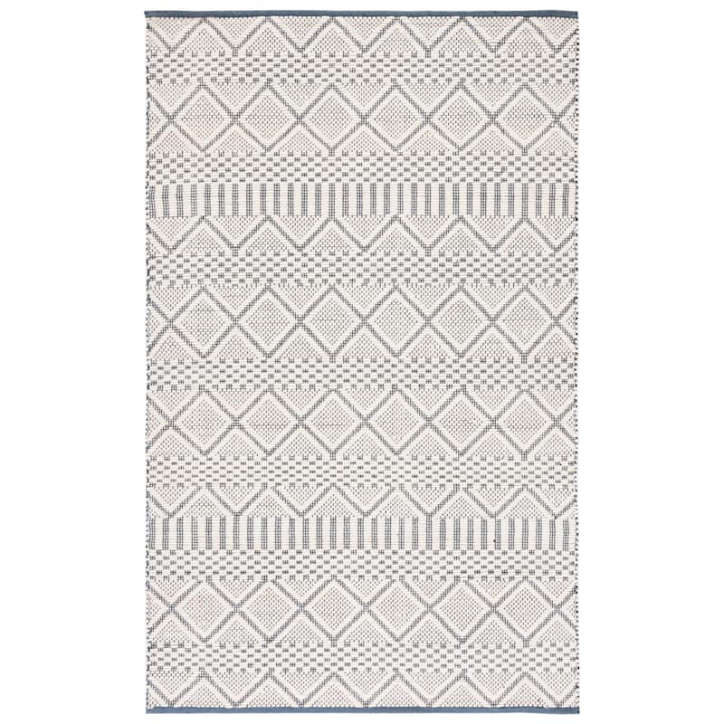 SAFAVIEH Handmade Natura Jenice Moroccan Wool Rug - Ivory/Blue - 5' x 8'