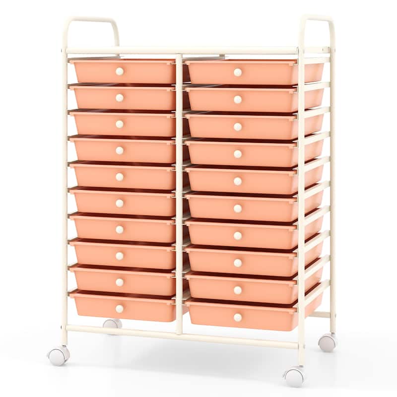 Gymax 20 Drawers Rolling Storage Cart Art Craft Organizer on Wheels