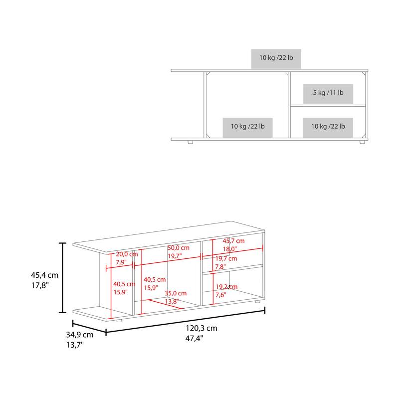 Modern TV Stand for 60-69 Inch TVs, 5 Open Shelves for Storage, Stylish and Functional Entertainment Center