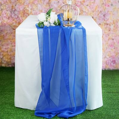 13 Piece Premium Chiffron Wedding Extra Wide Table Runners Royal Blue - 22" x "80