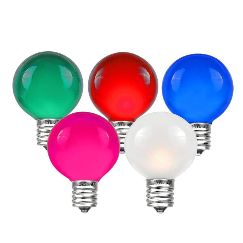 25 Pack G50 Outdoor Patio Globe Replacement Bulbs, Clear, C9/E17 Base - Medium - Multi