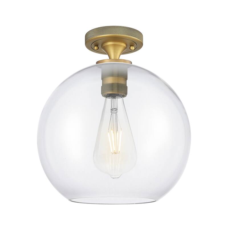 Innovations Lighting Downtown Urban - Crown Point - 1 Light 10" Athens Flush Mount - Clear/Brushed Brass