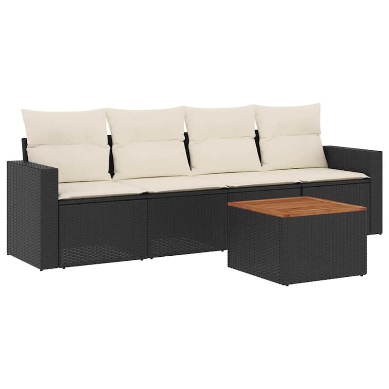 vidaXL Garden Sofa Set Black, cream white - 24.4 x 25.8 x 27.2