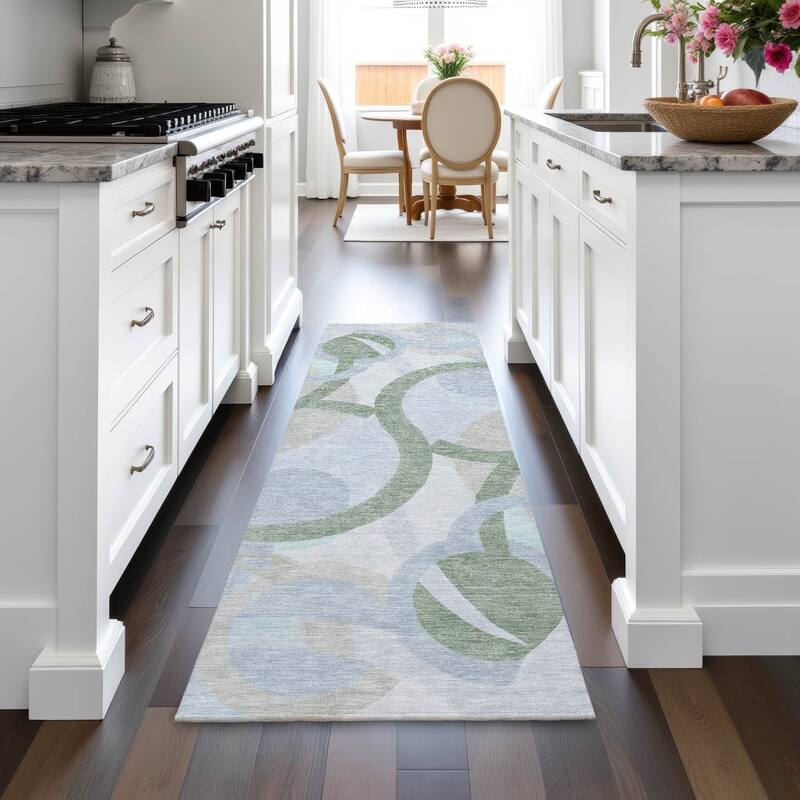 Machine Washable Indoor/Outdoor Contemporary Deco Chantille Rug