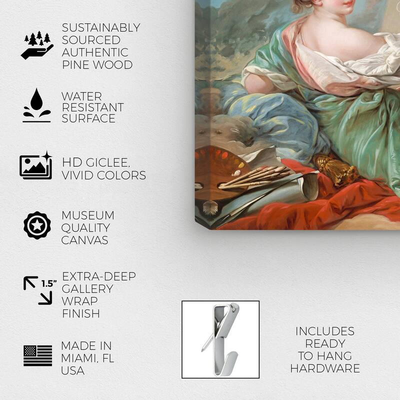 Wynwood Studio Canvas Classic Allegory of Painting by Francois Boucher Blue and Light Blue Traditional Wall Art Canvas Print