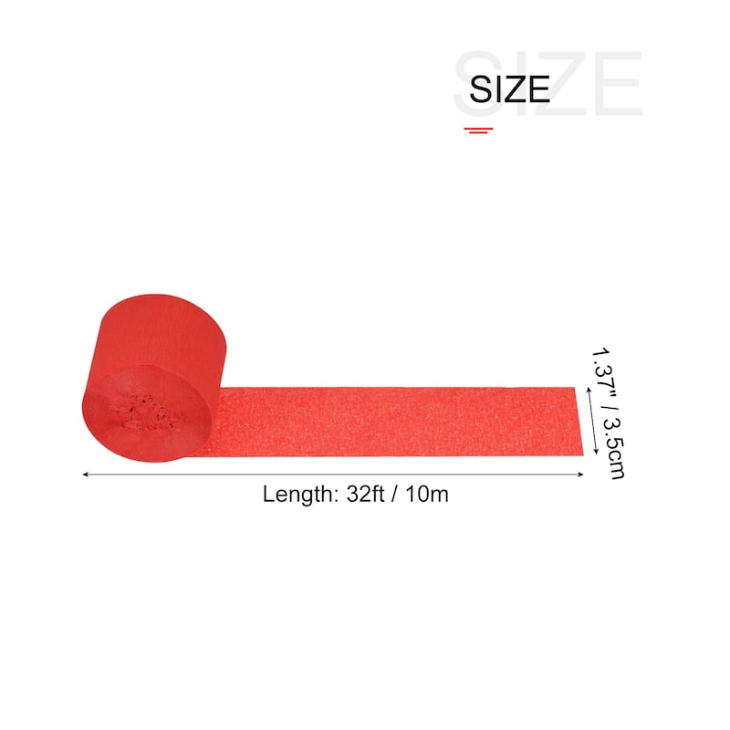 3pcs Crepe Paper Streamer 32ft Long 1.37 Inch Wide for Decoration - Red