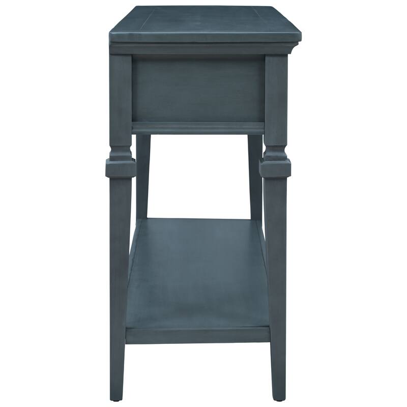 Retro Style Console Table with Three Drawers and Bottom Shelf