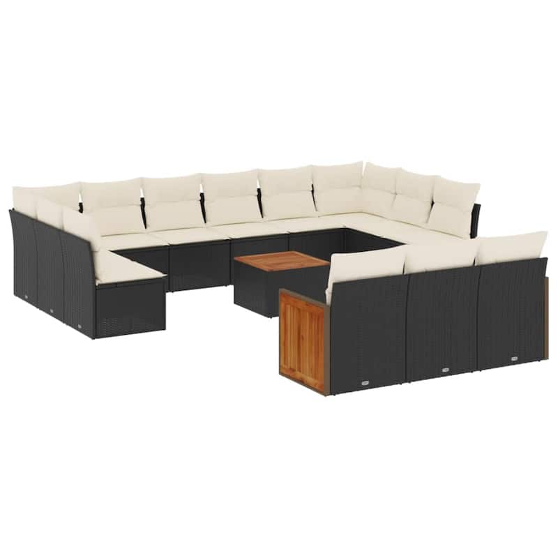 vidaXL Patio Sofa Set with Cushions Outdoor Conversation Furniture Poly Rattan