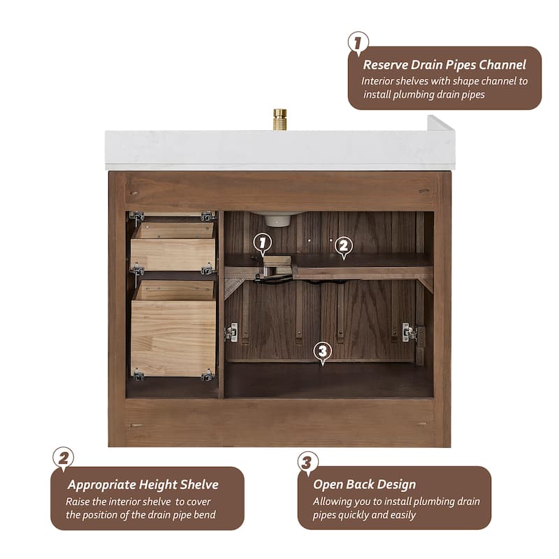 Jakarta Bath Vanity with Quartz Stone Top without Mirror