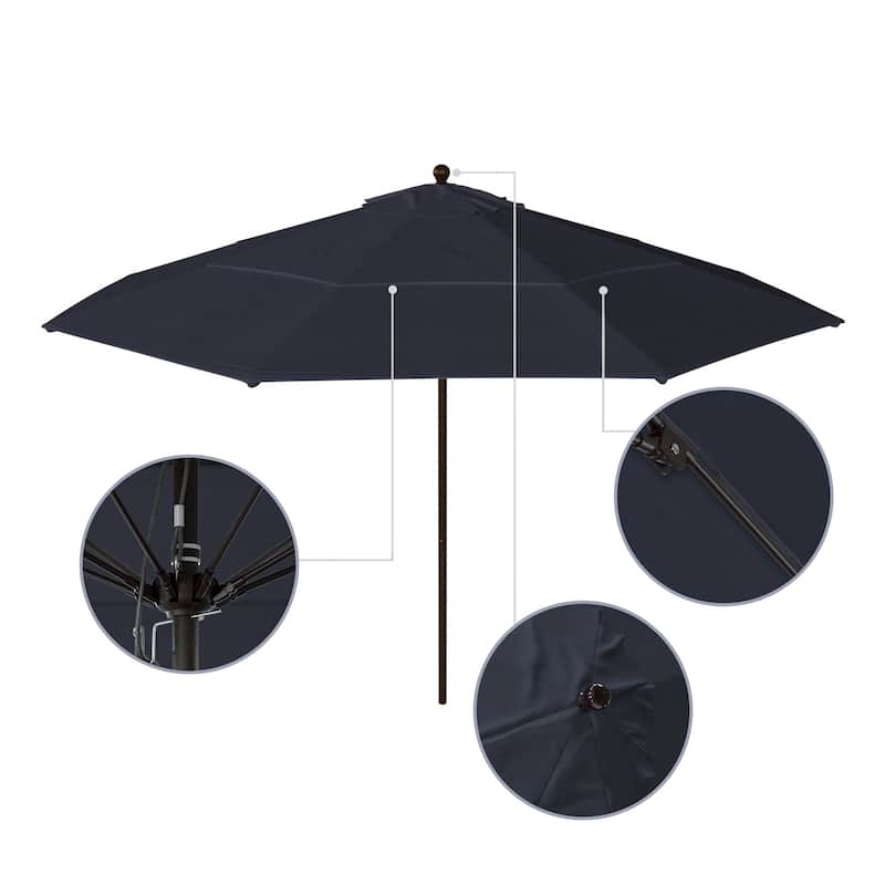 California Umbrella 11' Venture Series Patio Umbrella, Bronze Aluminum Pole Fiberglass Ribs Pulley Lift Sunbrella