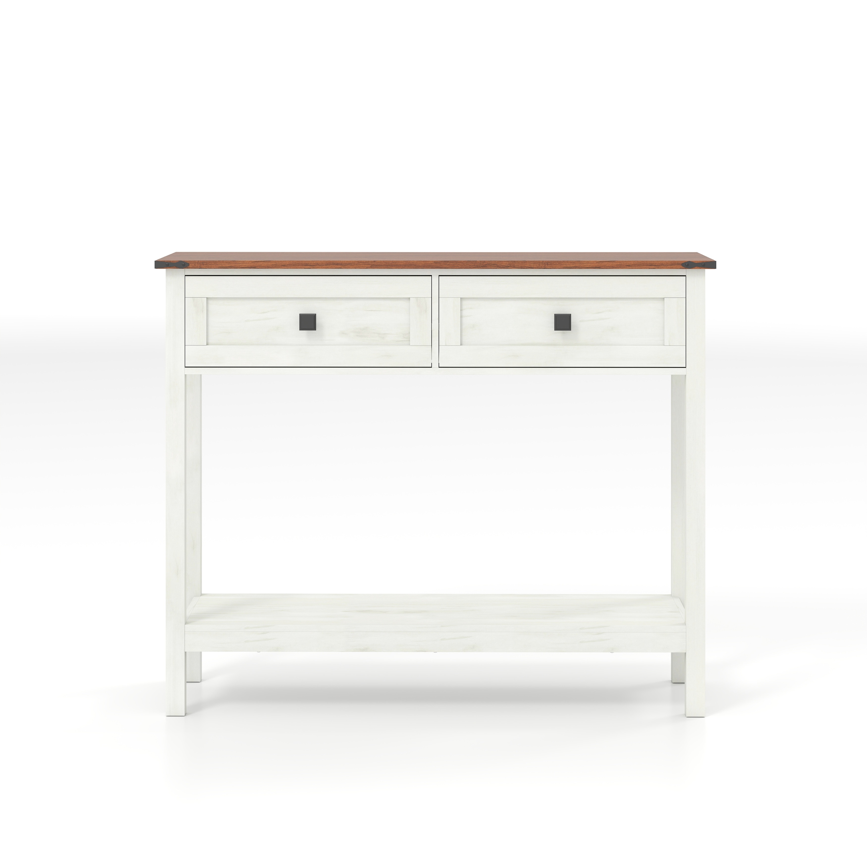 39.37" Rectangular Console Table with 2 Drawer and Bottom Shelf, Farmhouse Style Entryway Side Table for Living Room, Hallway