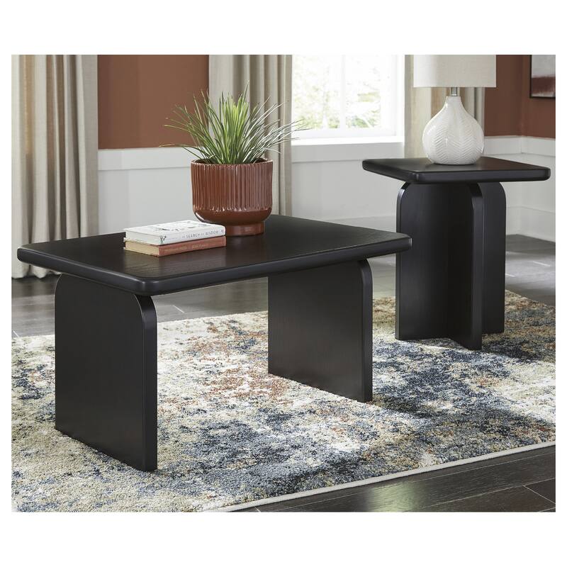 Signature Design by Ashley Mitchalli Black Occasional Table Set (Set of 2) - 36" W x 24" D x 18.88" H - MDF - 36" W x 24" D x 18.88" H - Black