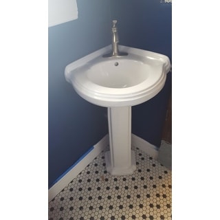 Small Corner Bathroom White Pedestal Sink Vitreous China Small Corner Bathroom White Pedestal Sink Vitreous China Renovator X27