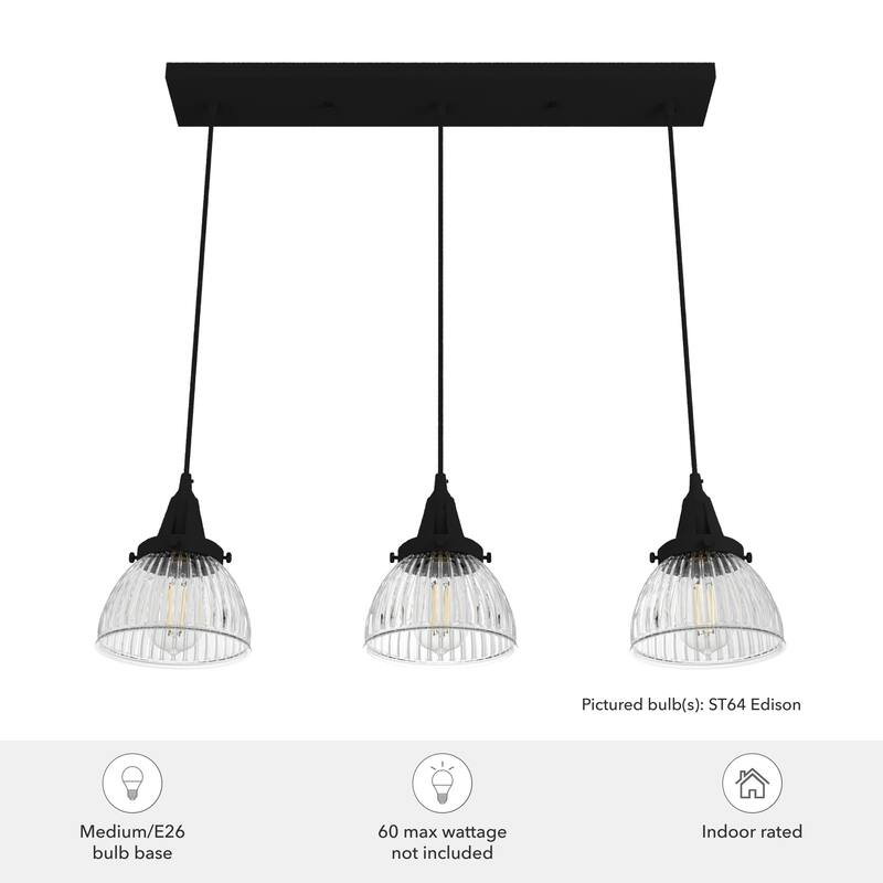 Hunter Cypress Grove 3-Light Linear Cluster Pendant - Kitchen Island, Dining Room - Industrial, Transitional, Modern