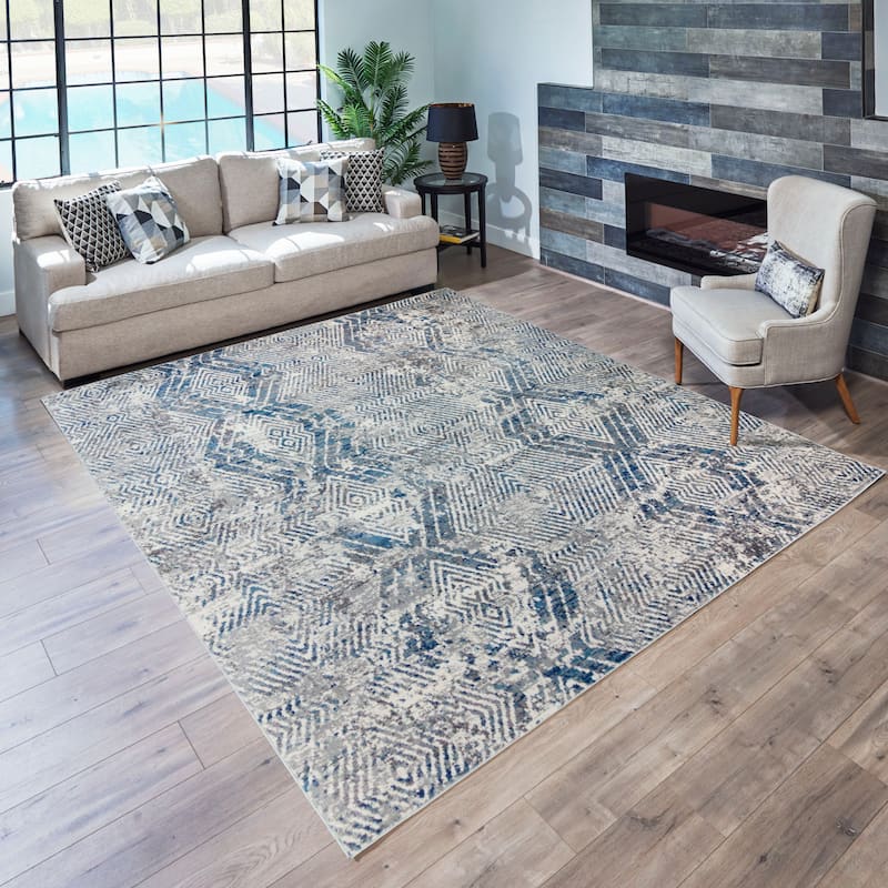 Gertmenian Barga Elene Modern Geometric Blue Indoor Area Rug
