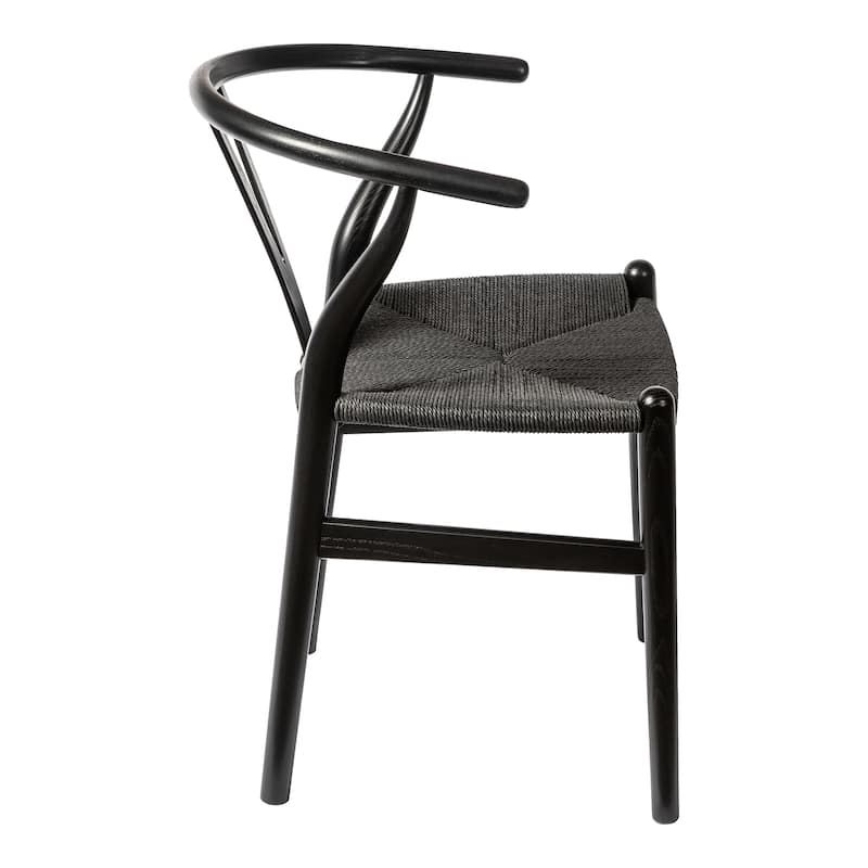 Albany-2 - Black - Natural Papercord Seat (Set of 2)