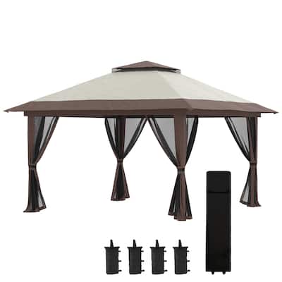 13' x 13' Pop Up Gazebo with Netting, Instant Canopy Tent Shelter