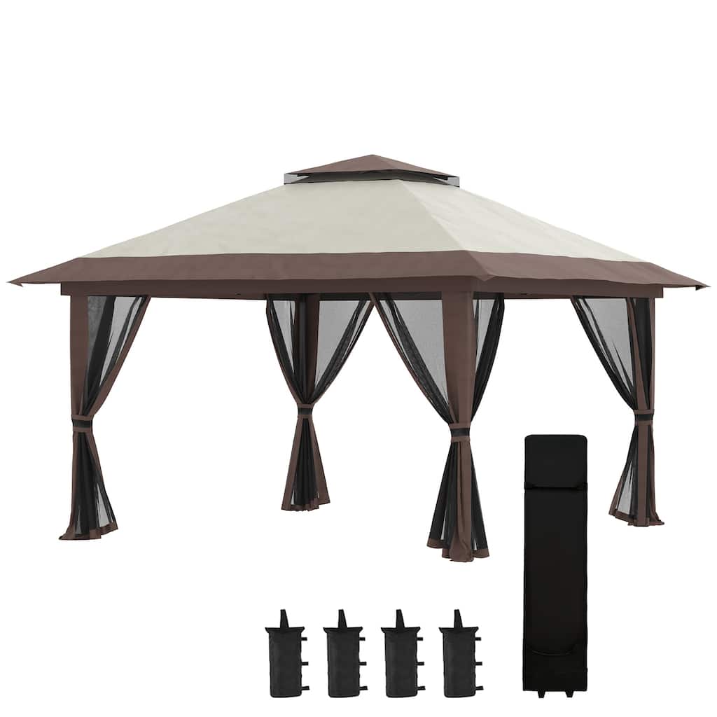 13' x 13' Pop Up Gazebo with Netting, Instant Canopy Tent Shelter