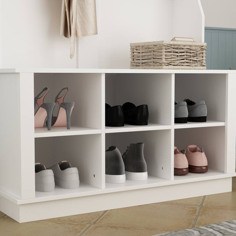 Entryway Hall Tree Storage Bench Wooden Coat Rack Bench with Hook