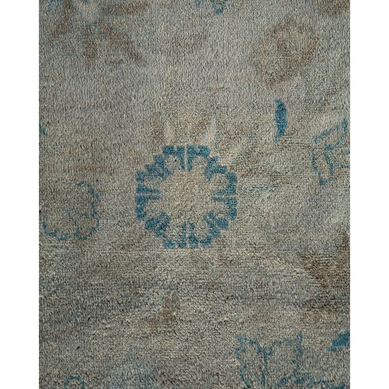 Overton Hand Knotted Wool Vintage Inspired Modern Contemporary Overdyed Gray Area Rug - 9' 1" x 12' 1"