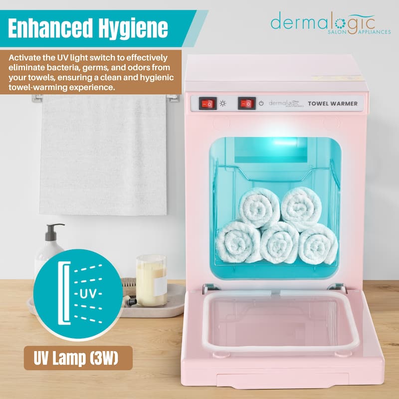 2in1 Towel Warmer UV Sterilizer (5L) for Salon Spa Beauty Massage and Home Use, Pink