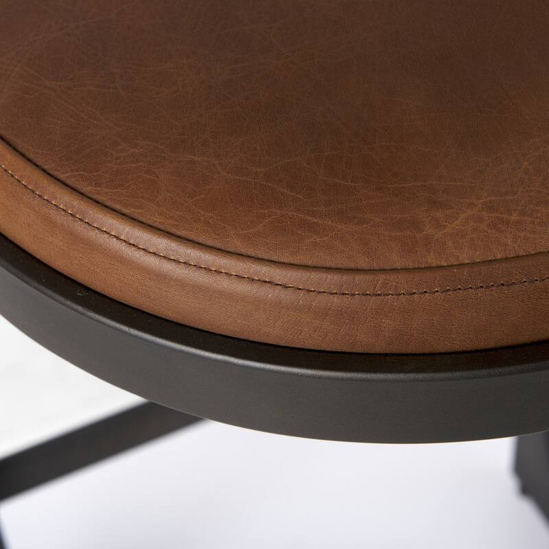 Tyson Black Genuine Leather with Dark Gray Metal Frame Counter Stool