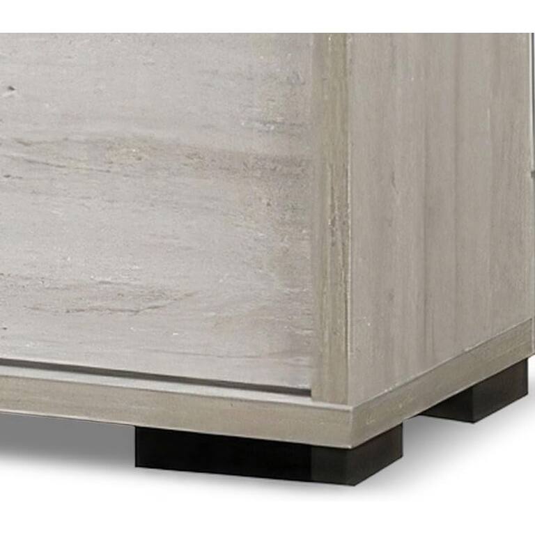 Contemporary Nightstand - White Wash Finish, Melamine Top & Chrome Handles