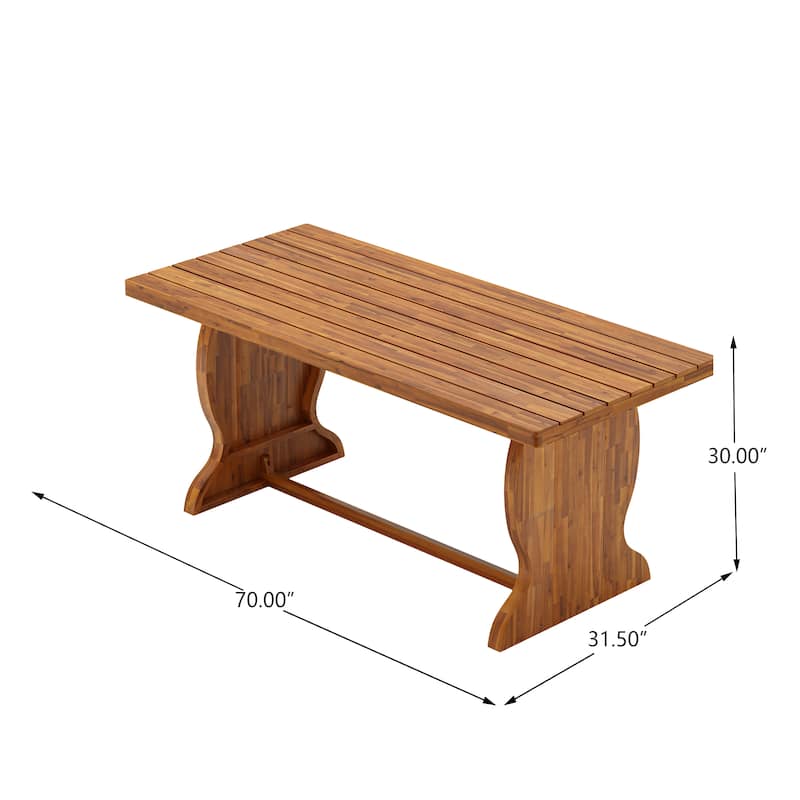 Christopher Knight Home - Patio 7-Piece Dining Set with 70" Wooden Table and 6 Dining Chairs