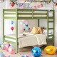 preview thumbnail 8 of 12, Transitional, Modern style Modern Simple Solid Wood Twin Over Twin Bunk Bed Green