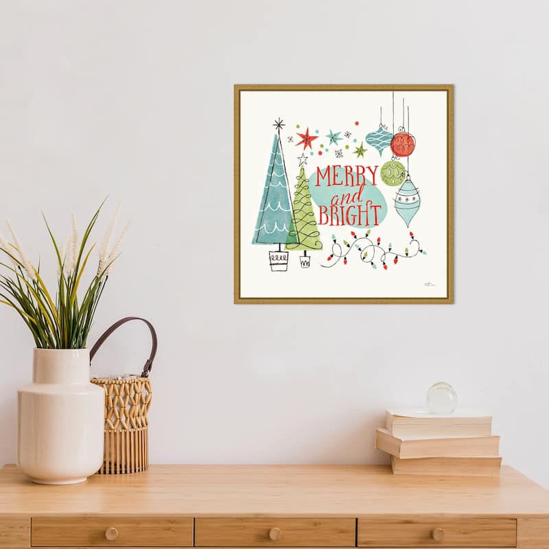 Merry and Bright Christmas Tree by Janelle Penner Framed Canvas Art