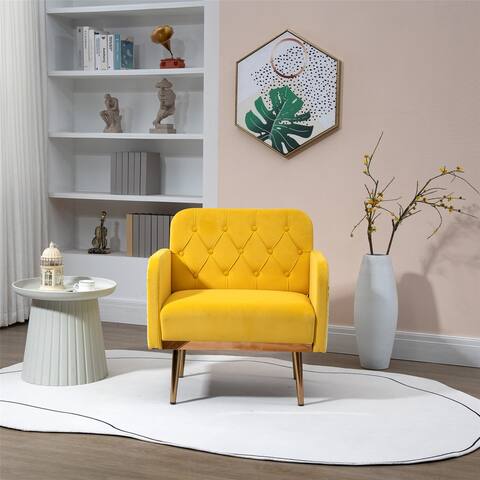 Modern Recliner Sofa Velvet Accent Chair Reclining Reading Armchair Chaise Lounge Chair with Rose Golden Feet for Living Room