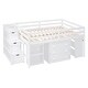 preview thumbnail 5 of 18, Artsy Full Size Loft Bed with Retractable Writing Desk and 3 Drawers, Wooden Loft Bed with Storage Stairs and Shelves, White