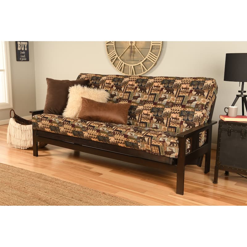 Porch & Den Zumbro Bonded Leather Espresso Futon Set with Mattress - Peter's Cabin