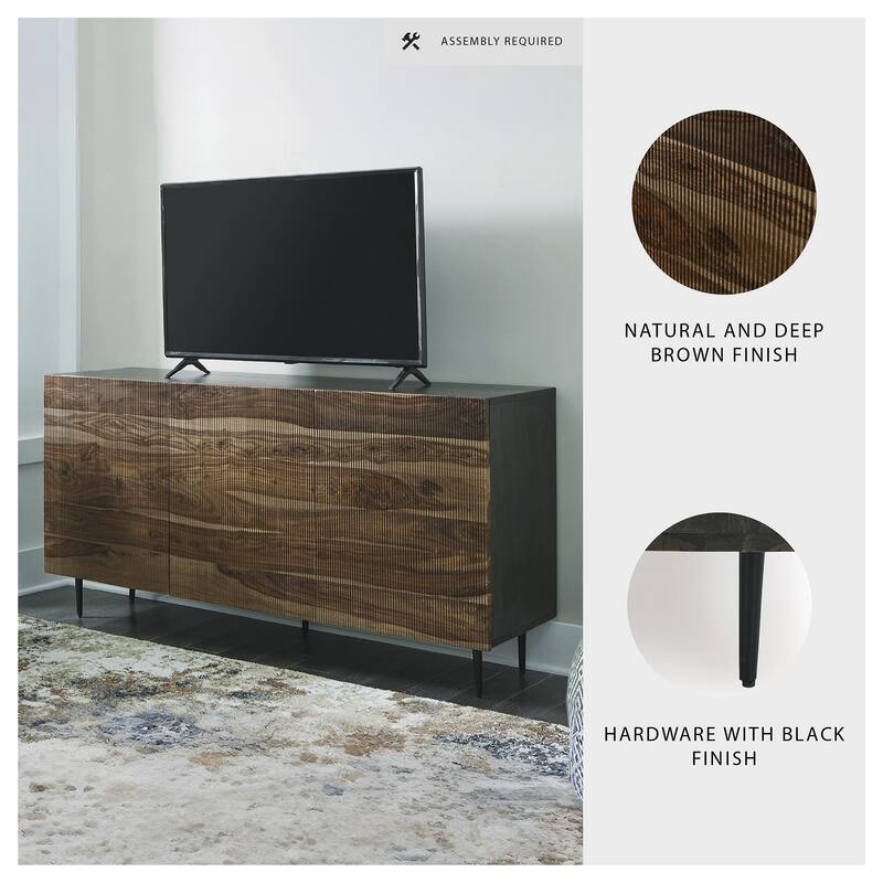 Signature Design by Ashley Darrey Natural/Brown Accent Cabinet - 64" W x 16" D x 32" H